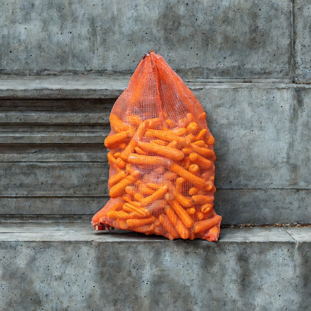 Vegetable Storage Sack on Concrete Background